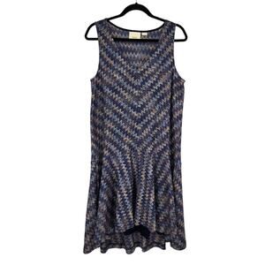 Anthropologie Maeve Westwater Chevron Knit Multicolor Drop Waist Dress Size M